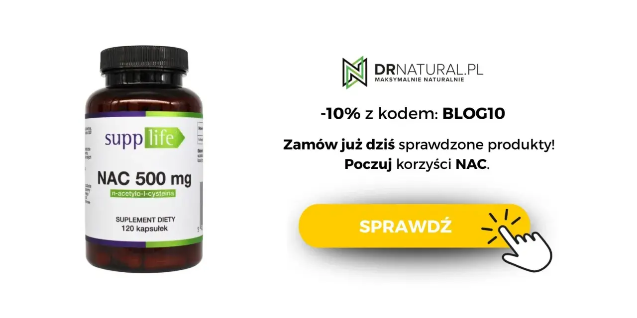 Suplement diety NAC 500 mg od Supp Life. Dowiedz się, jak długo stosować i poczuj korzyści NAC. Zniżka -10% z kodem BLOG10.