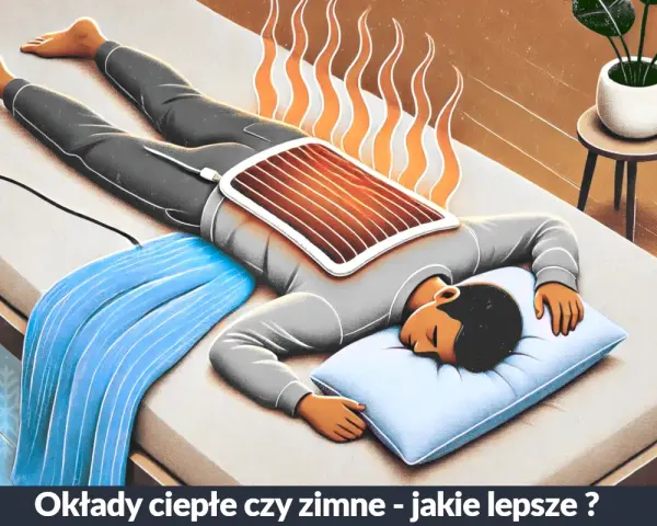 Osoba z bólem kręgosłupa rozgrzewać czy chłodzić? Na łóżku leży człowiek z poduszką pod głową, a na plecach ma podłączoną poduszkę elektryczną.