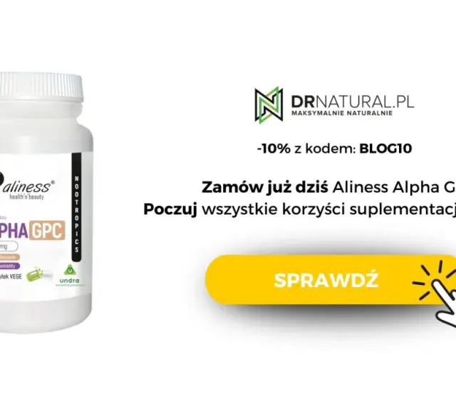 Opakowanie suplementu Aliness Alpha GPC 300 mg. Zamów dziś i poczuj korzyści z suplementacji Alfa GPC.