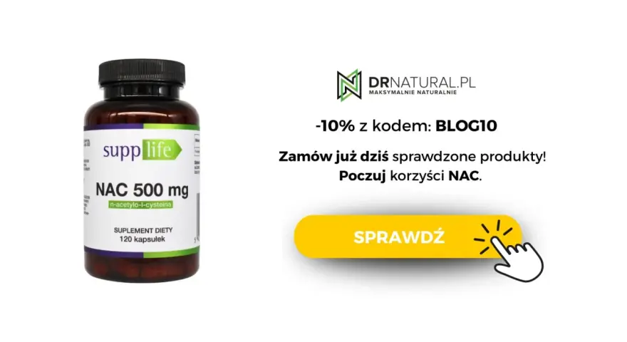 Suplement diety NAC 500 mg od Supp Life. Dowiedz się, jak długo stosować i poczuj korzyści NAC. Zniżka -10% z kodem BLOG10.